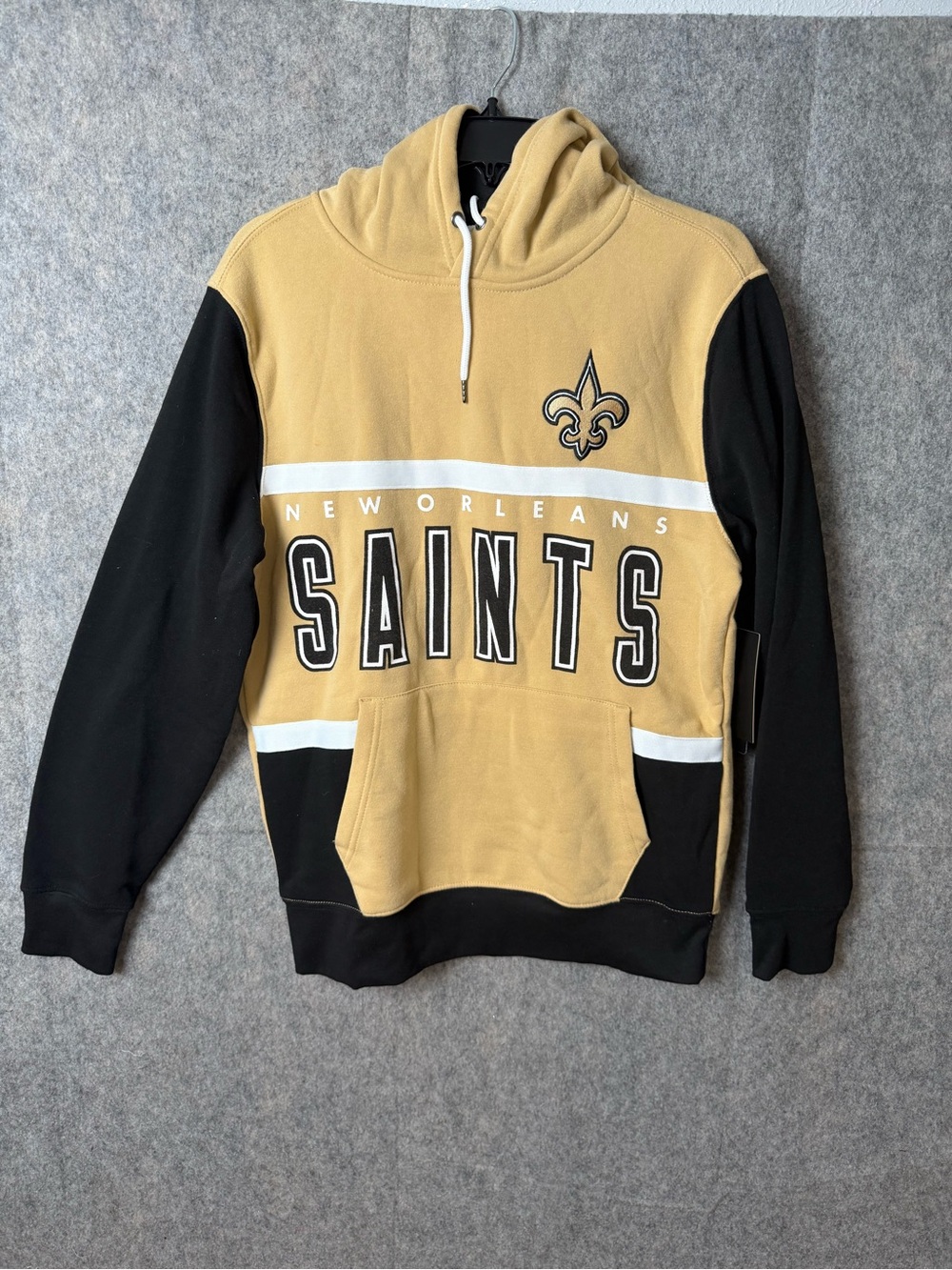 NFL Team Apparel Men’s Small New Orleans Saints Pullover Hoodie Gold & Black Nwt